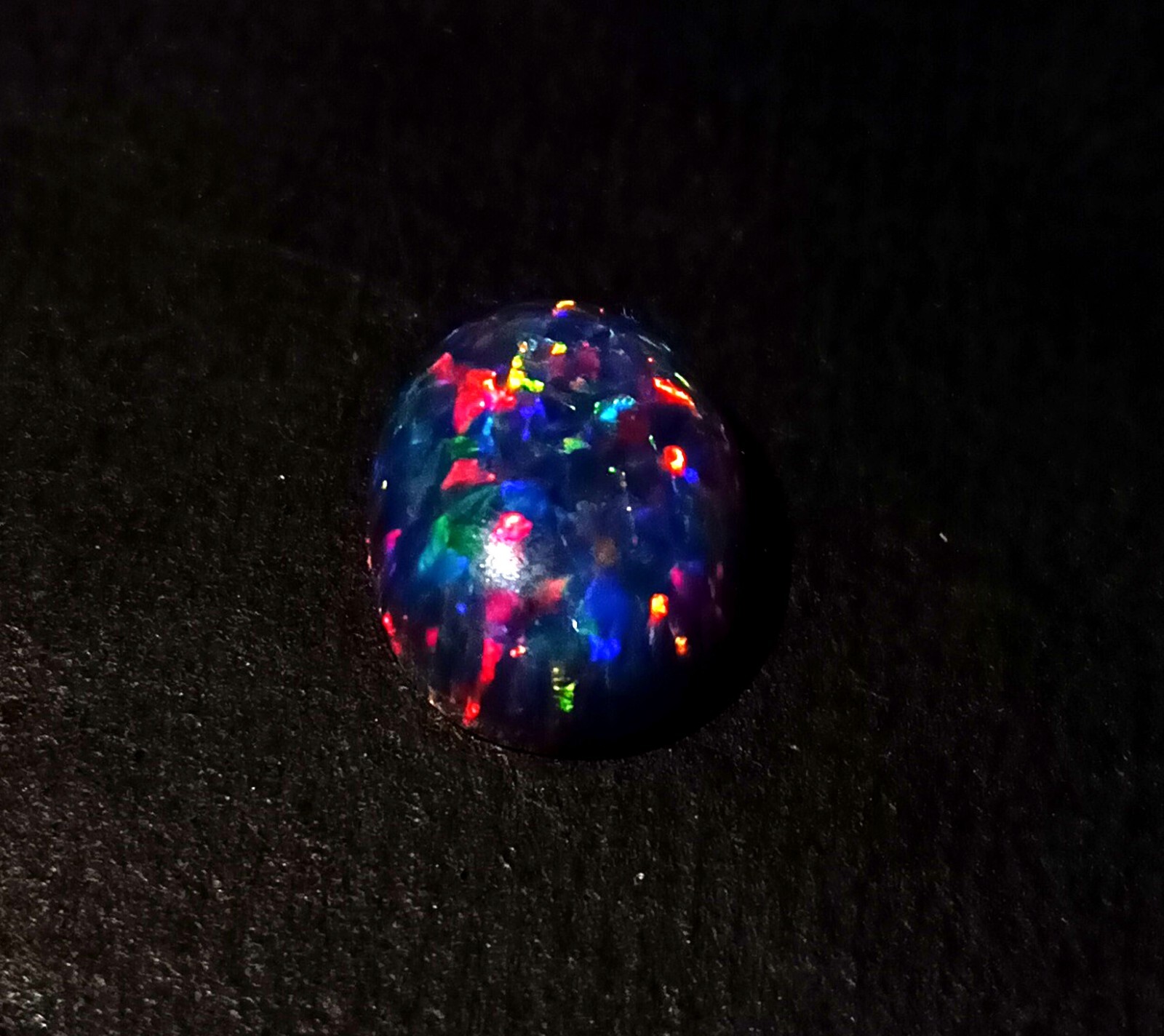 NaturalCertified Black Fire Opal Oval Cabochon 9.70 Ct Australian Loose Gemstone