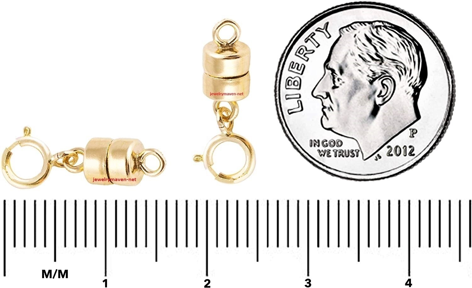 4.5mm TINY Yellow 14k Gold FILLED MAGNETIC CLASP 1/2″ Extender 5mm spring ring