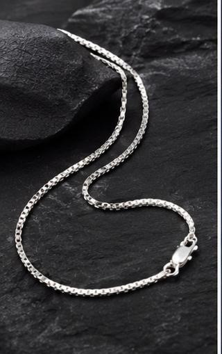 925 Sterling Silver Box Chain Necklace 1.5mm Unisex Fine Jewelry