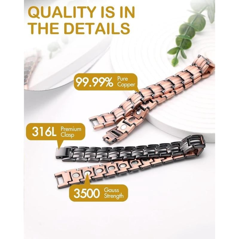 GMOX Men’s Copper Bracelet, 99.99% Copper 3X Strength Magnetic Adjustable Length