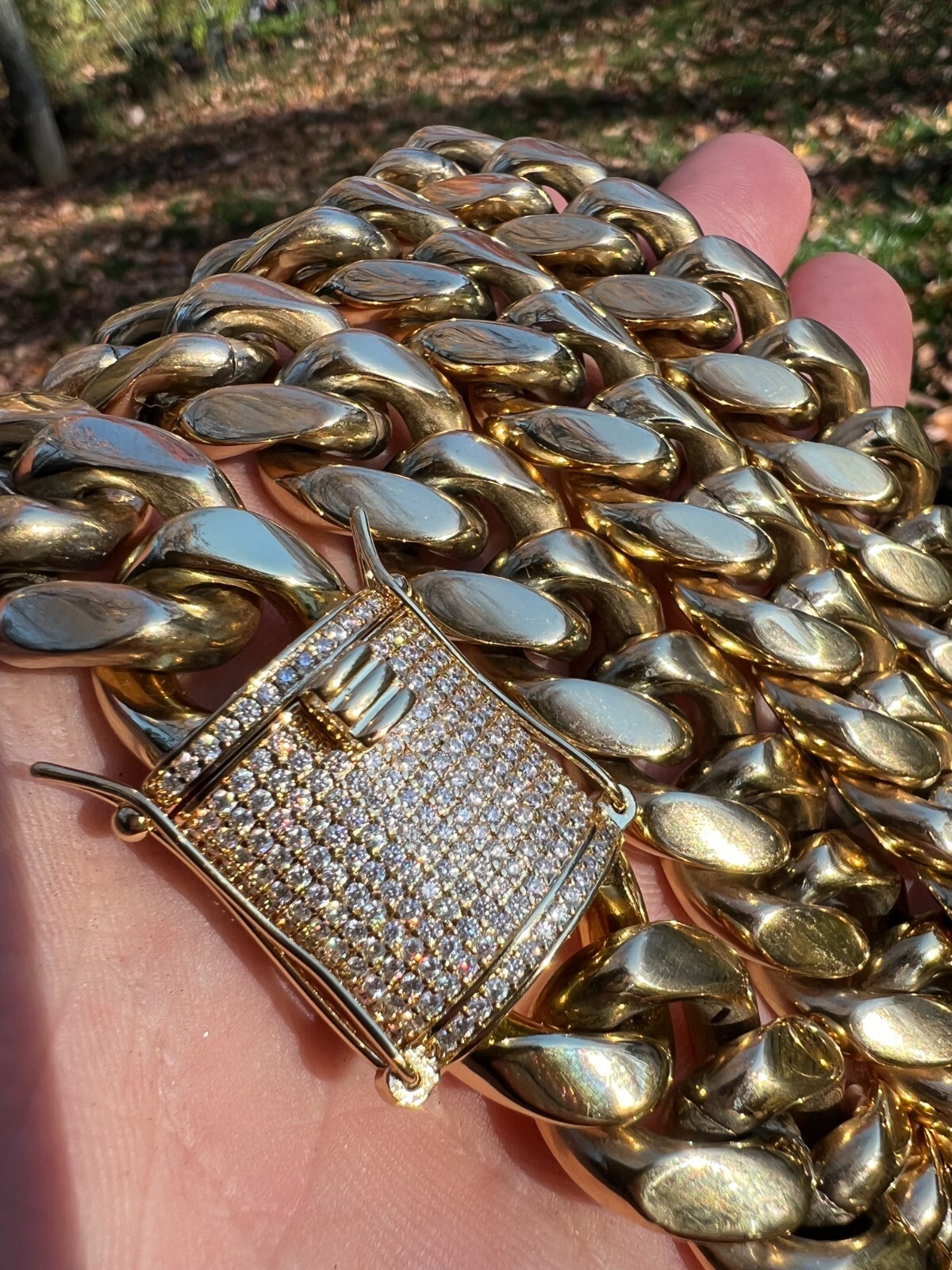 18mm KILO Miami Cuban Chain Bracelet 14k Gold Plated Stainless MOISSANITE Clasp