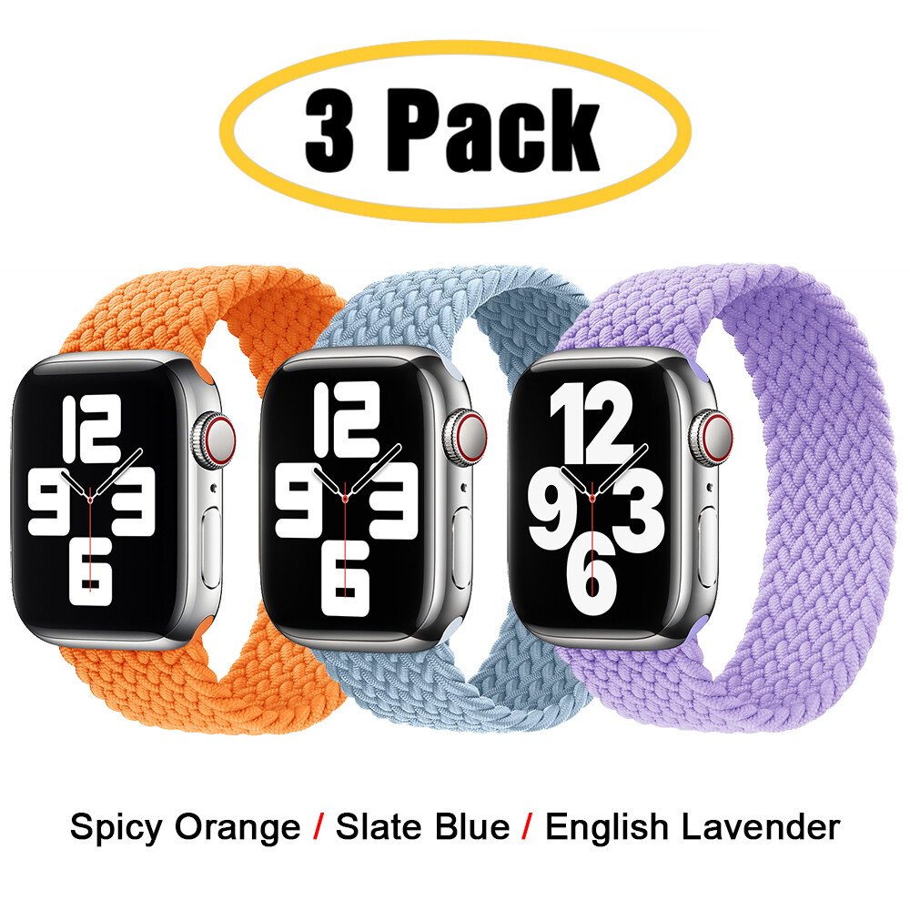 3 PACK For Apple Watch 10 9 8 7 6 5 4 44/45/49mm Braided Solo Loop Band Strap