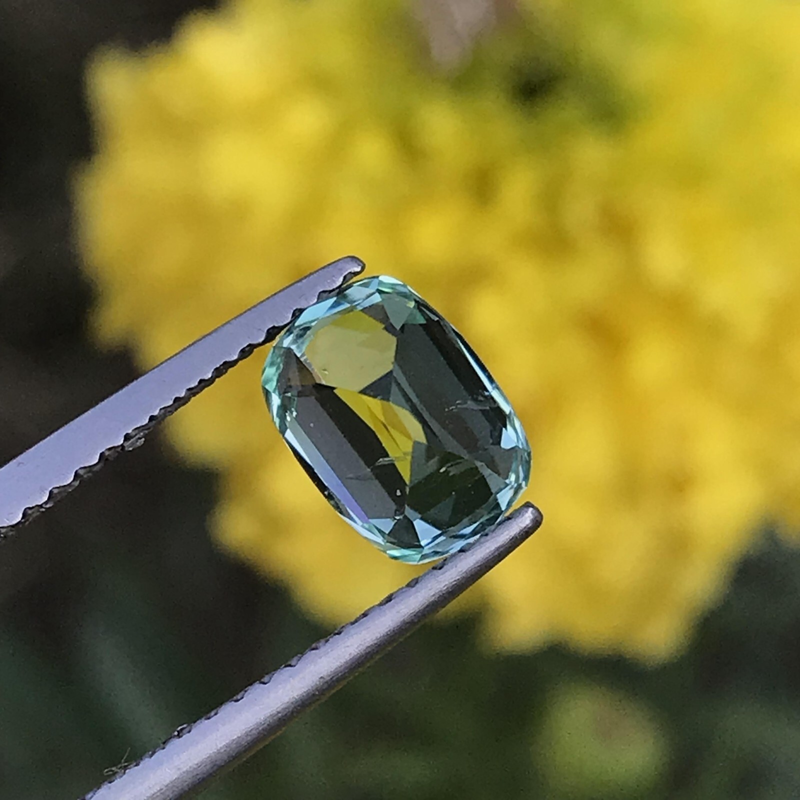 1.7Ct Natural Faceted Seafoam Tourmaline Cushion Cut Loose Gemstone Afghanistan