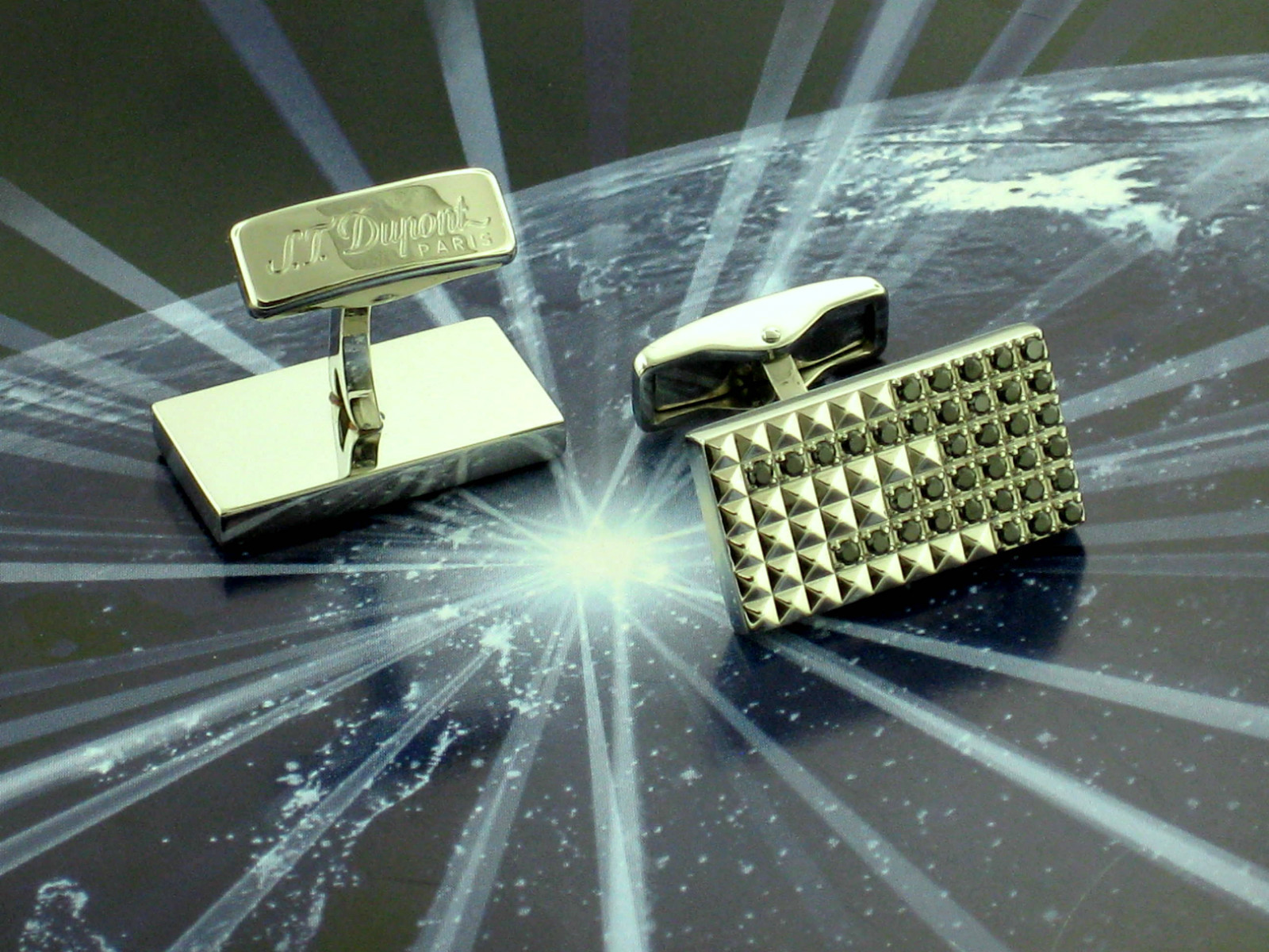 Dupont “Black Rain” with 72 Black Diamonds Cufflinks, 005415