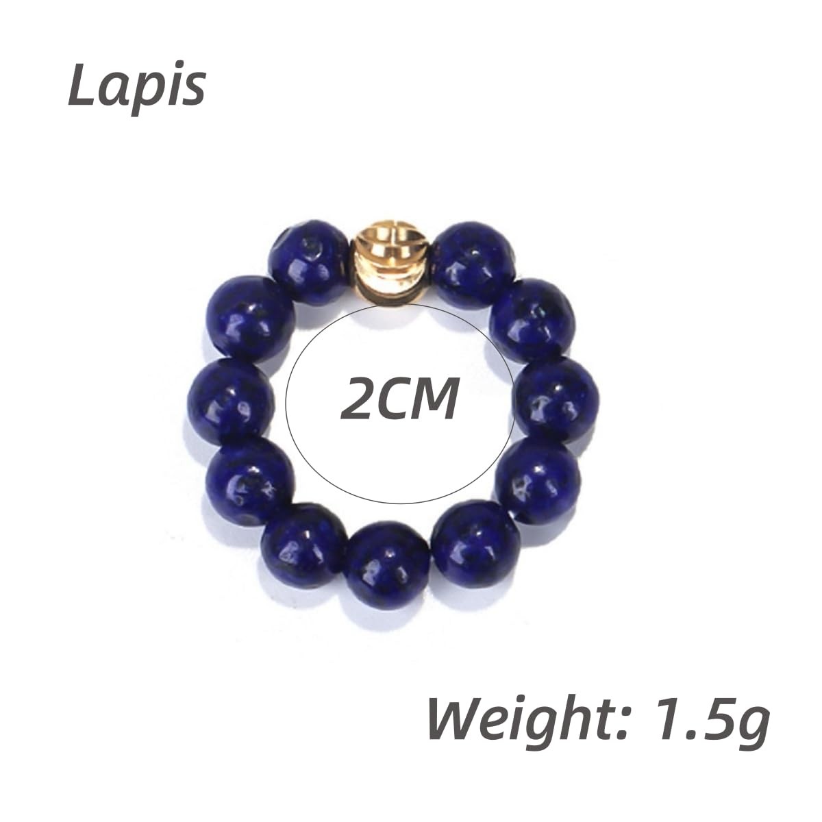 4mm Handmade Healing Stone Beads Ring with Elastic Stretchy Cord, One Size Fi…