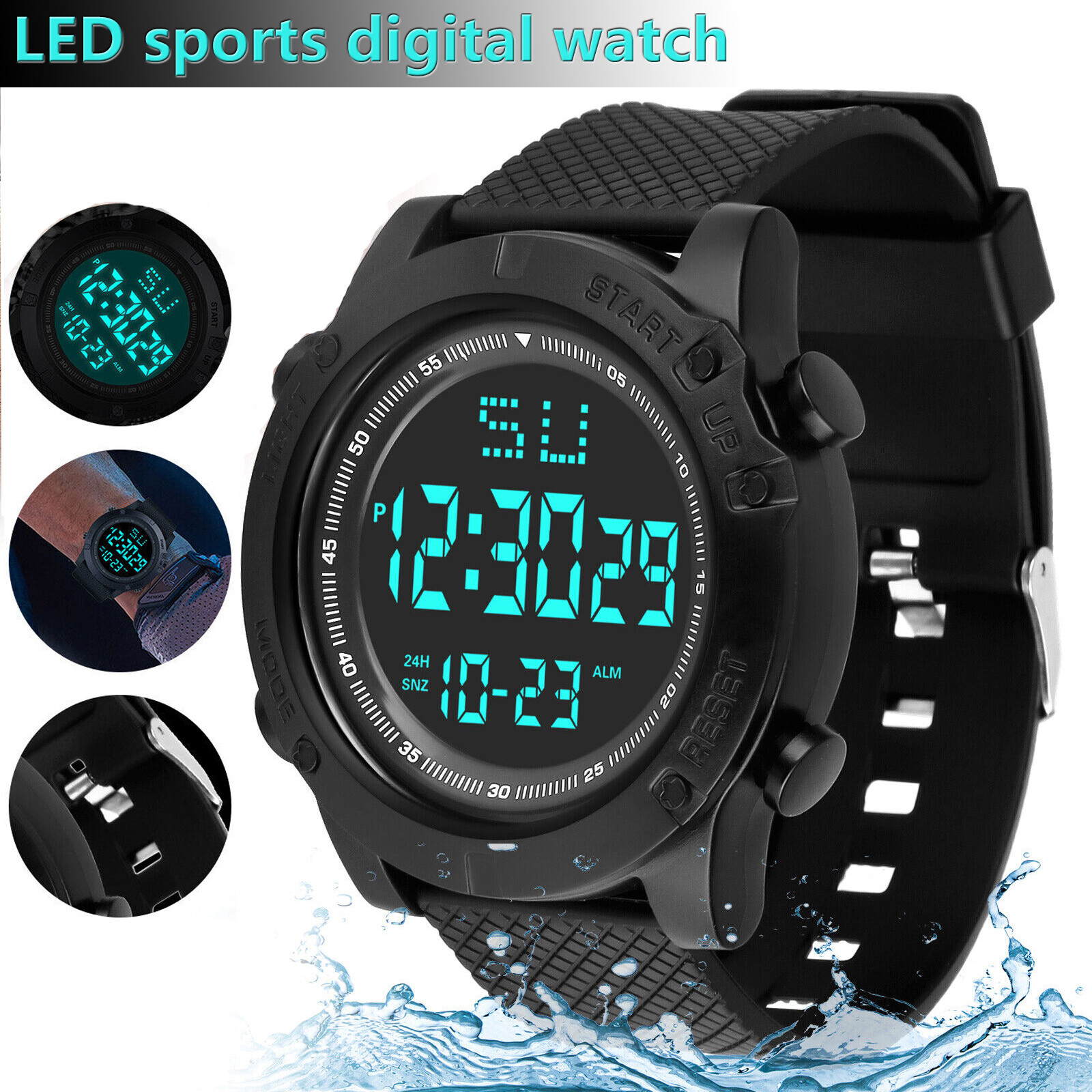 Men’s Digital Sports Watch Military Tactical LED Backlight Wristwatch Waterproof