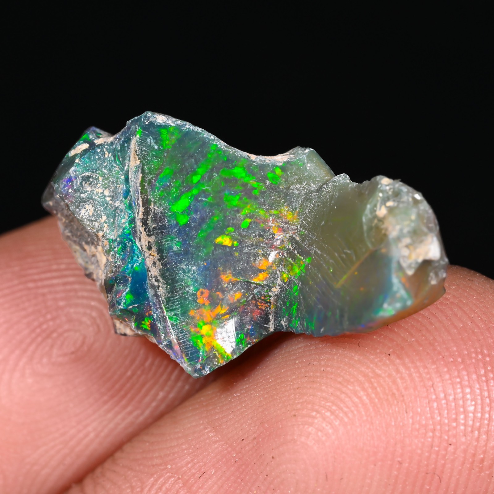 10 Ct Black Ethiopian Opal Rough, Jewelry Grade Welo Opal Rough, Multi Fire Opal