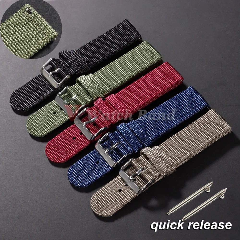 High Quality Nylon Watch Band Canvas Watch Strap Single Pass 18mm 20mm 22mm