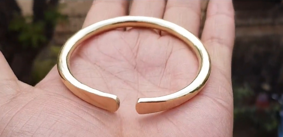 Gold Plated Cuff Bracelet Handmade Regular Wear Men’s Brass Bangle For Gift