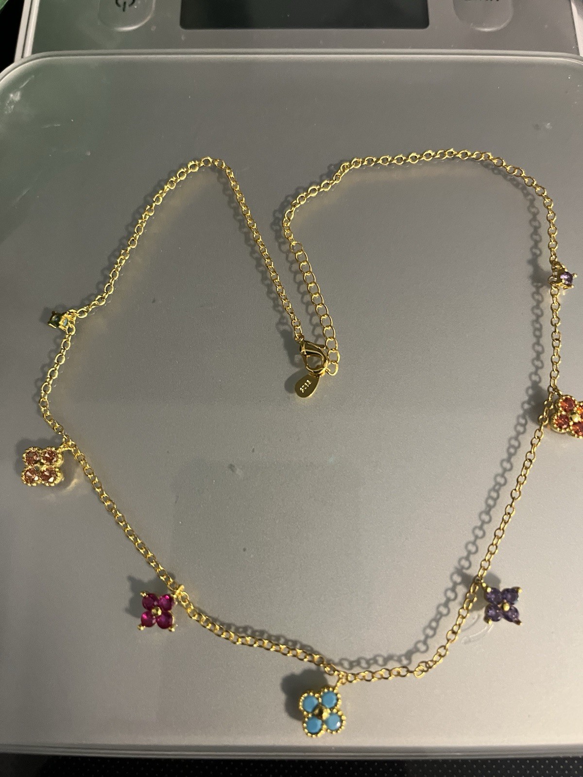 Sparkling Crystal Necklace 17”Marked 925