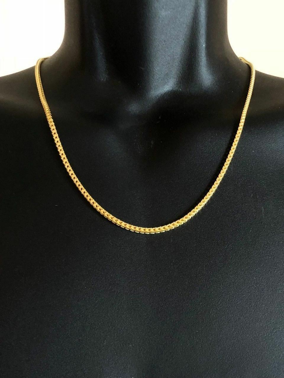 Men’s Franco Chain Real 14K Gold Plated Solid 925 Sterling Silver 2mm ITALY MADE
