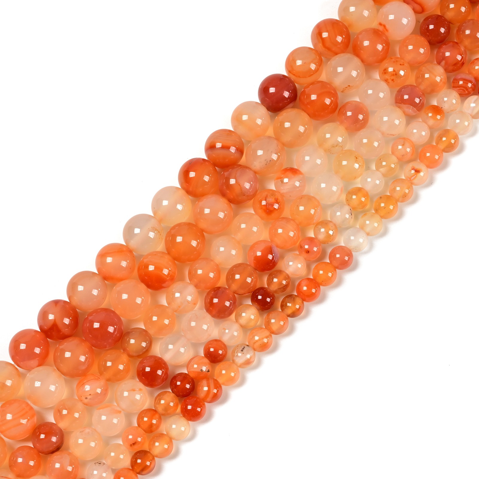 Natural Carnelian Smooth Round Beads Size 6mm 8mm 10mm 15.5” Strand