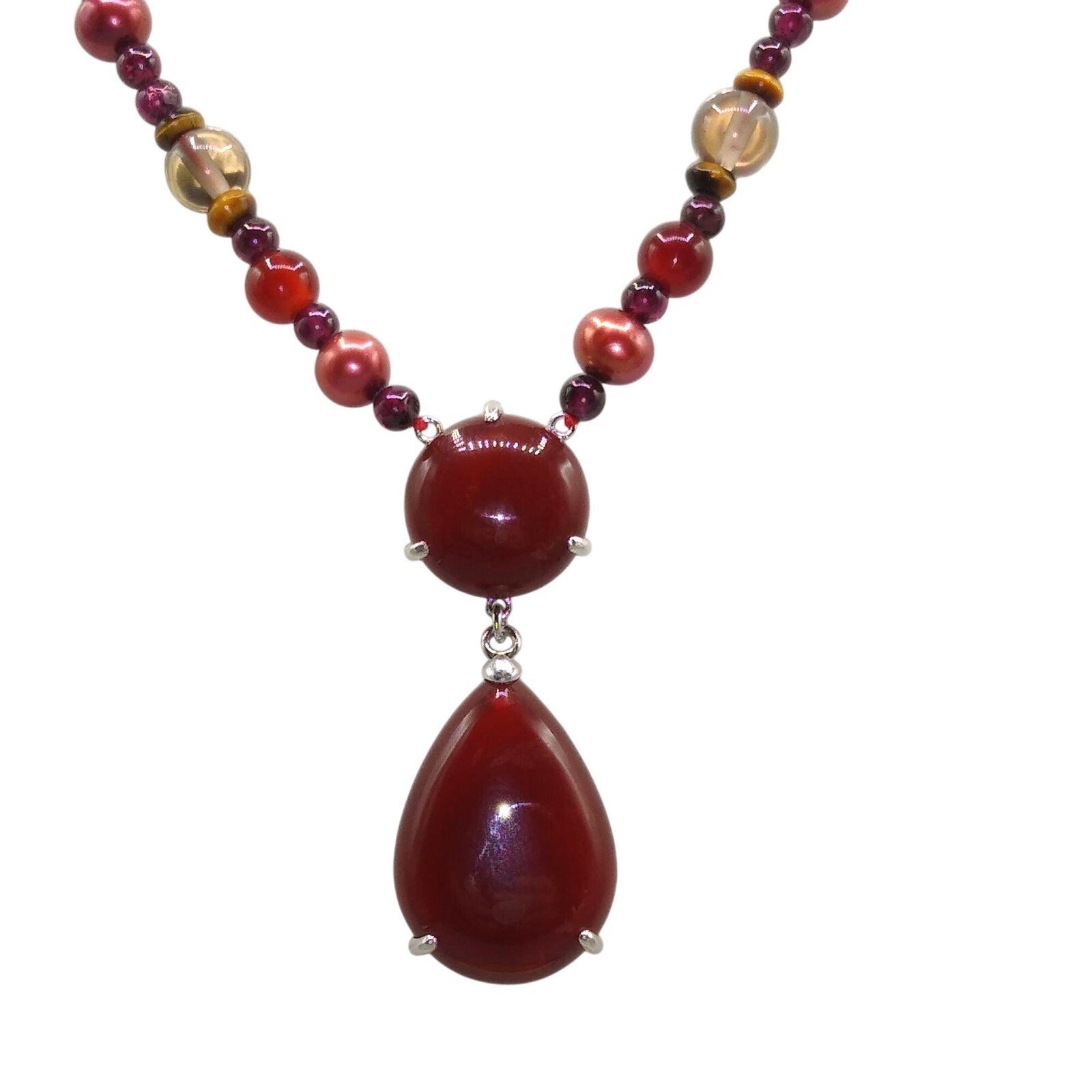 VAR 925 Garnet Necklace, Armen Vardapetyan, Armenian Artisan, Gemstone Beaded