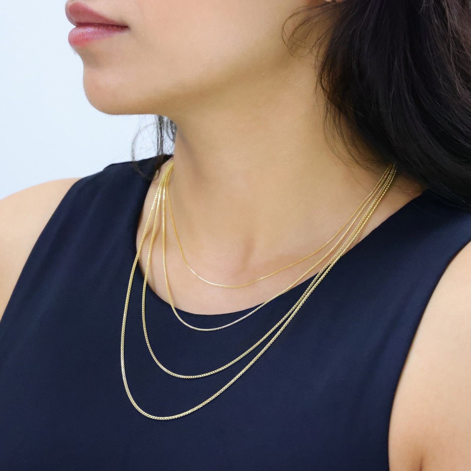 14K Yellow Gold Solid Franco 0.6mm-6mm Diamond Cut Spiga Chain Necklace 16″- 30″