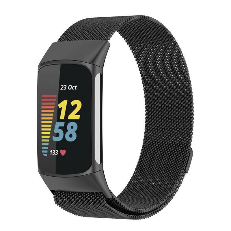 Magnet Milanese Loop Metal Stainless Steel Watch Band Strap For Fitbit Charge 5
