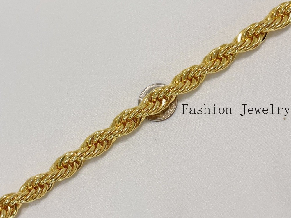 14K Yellow Gold 10.5mm Diamond Cut Rope Chain Link Bracelet Men Women 7.5″