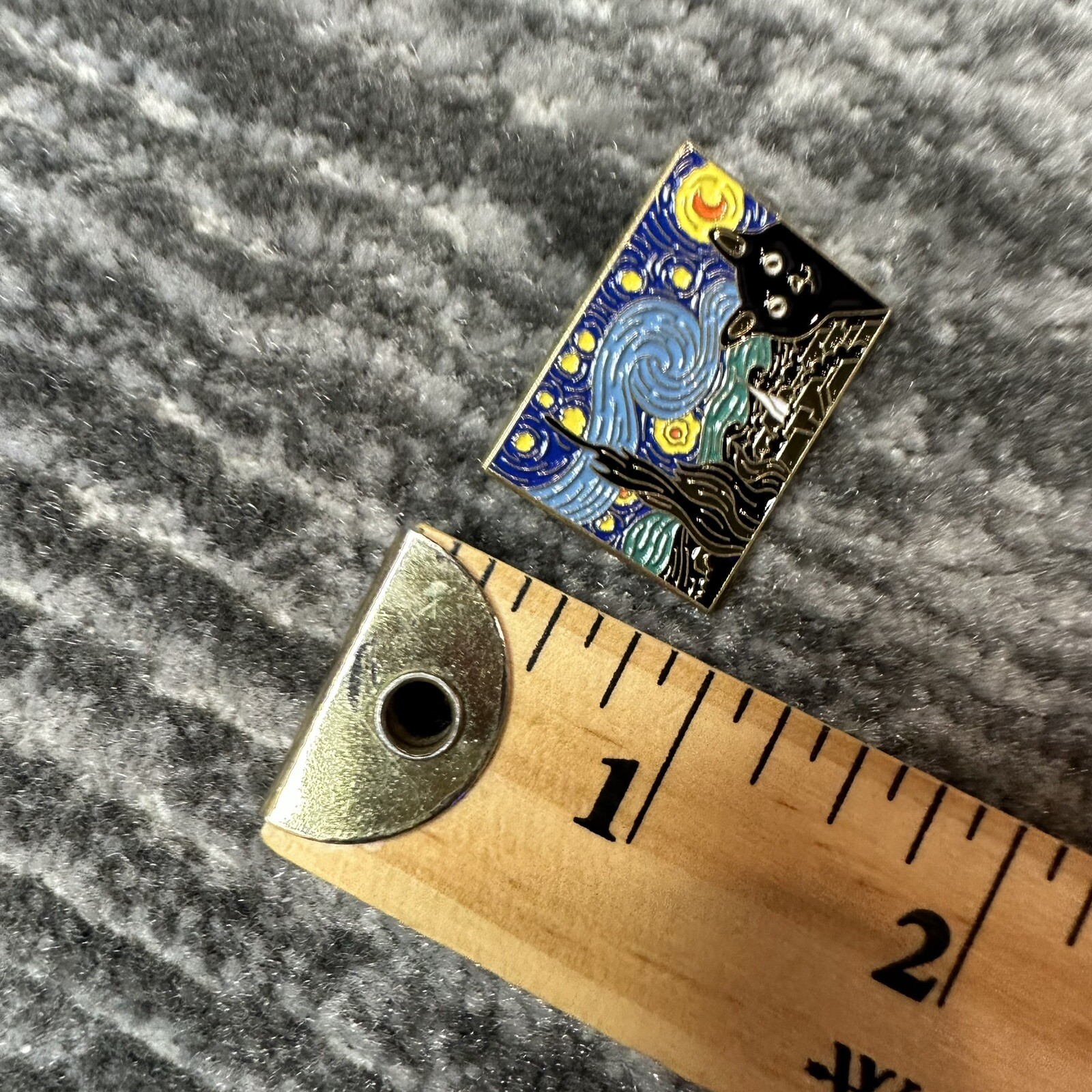 Cat Enamel Pin Starry Night With Black Kitten Face Brooch Lapel Badge Jewelry