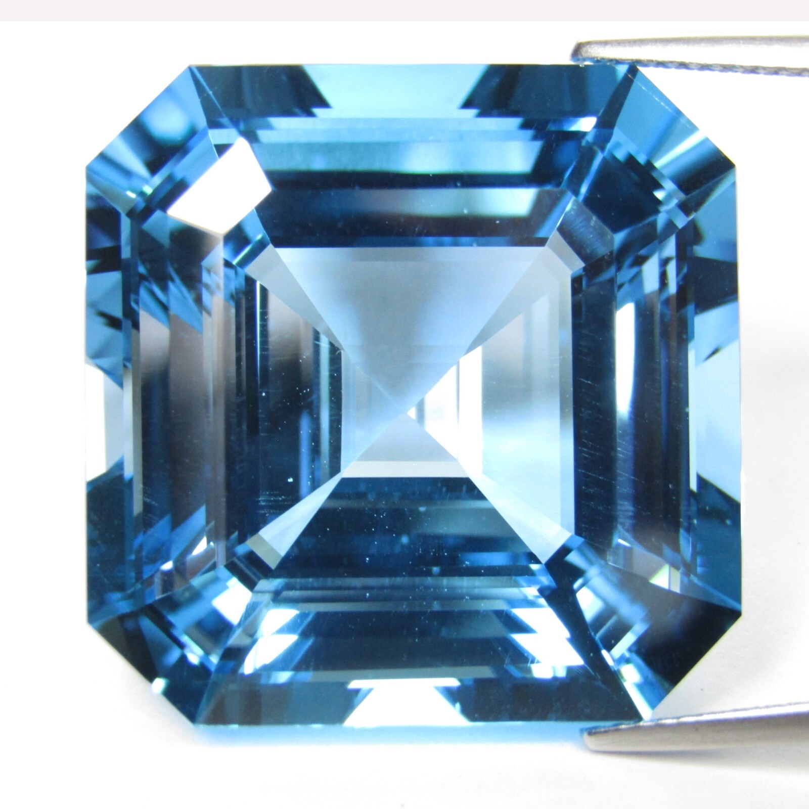 78.63Cts Striking Natural Top Baby Blue Topaz 24mm Asscher Cut Brazil Gemstone