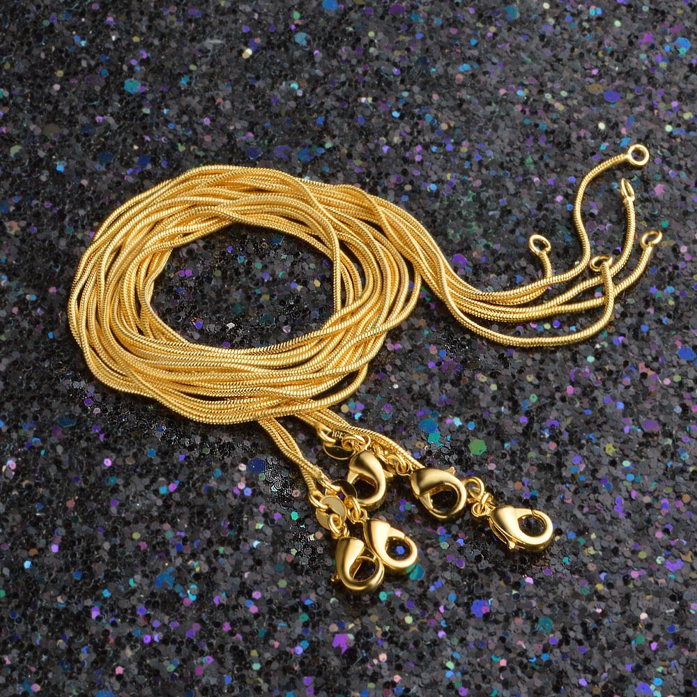 Men&Women’s 18K Gold Filled Tarnish-Free Classic 1.6mm Wide Snake Chain Necklace