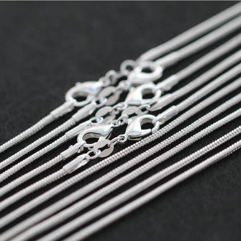 10PCS Wholesale 925 Sterling Solid Silver 1MM 16-30Inch Snake Chain Necklace