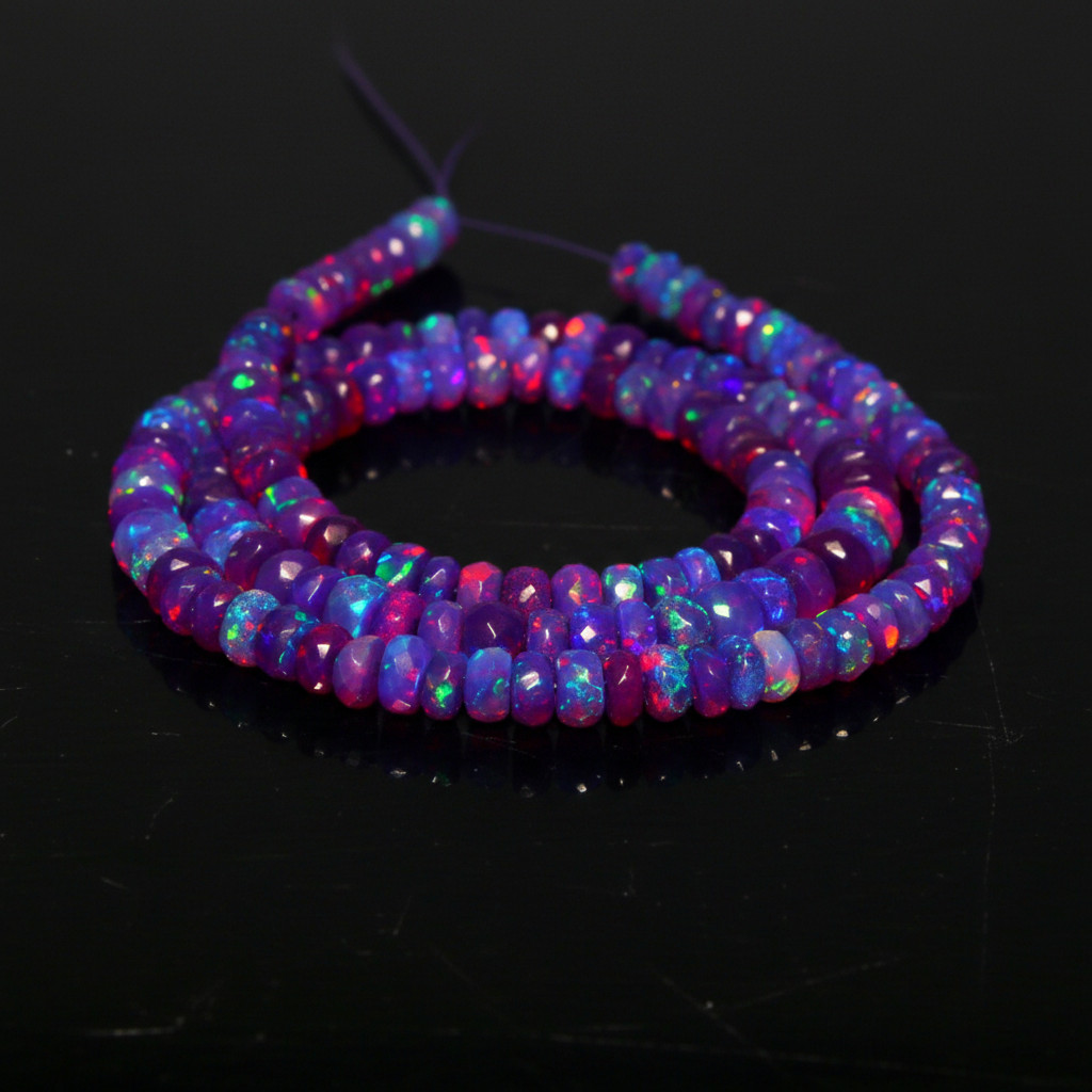 Ethiopian Fire Opal Beads 4-5mm Faceted Rondelle Gemstone Beads 8inch Strand