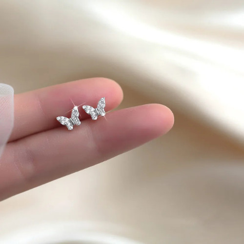 925 Sterling Silver Tiny Leaves Olive Leaf Dainty Minimalist Women Stud Earrings