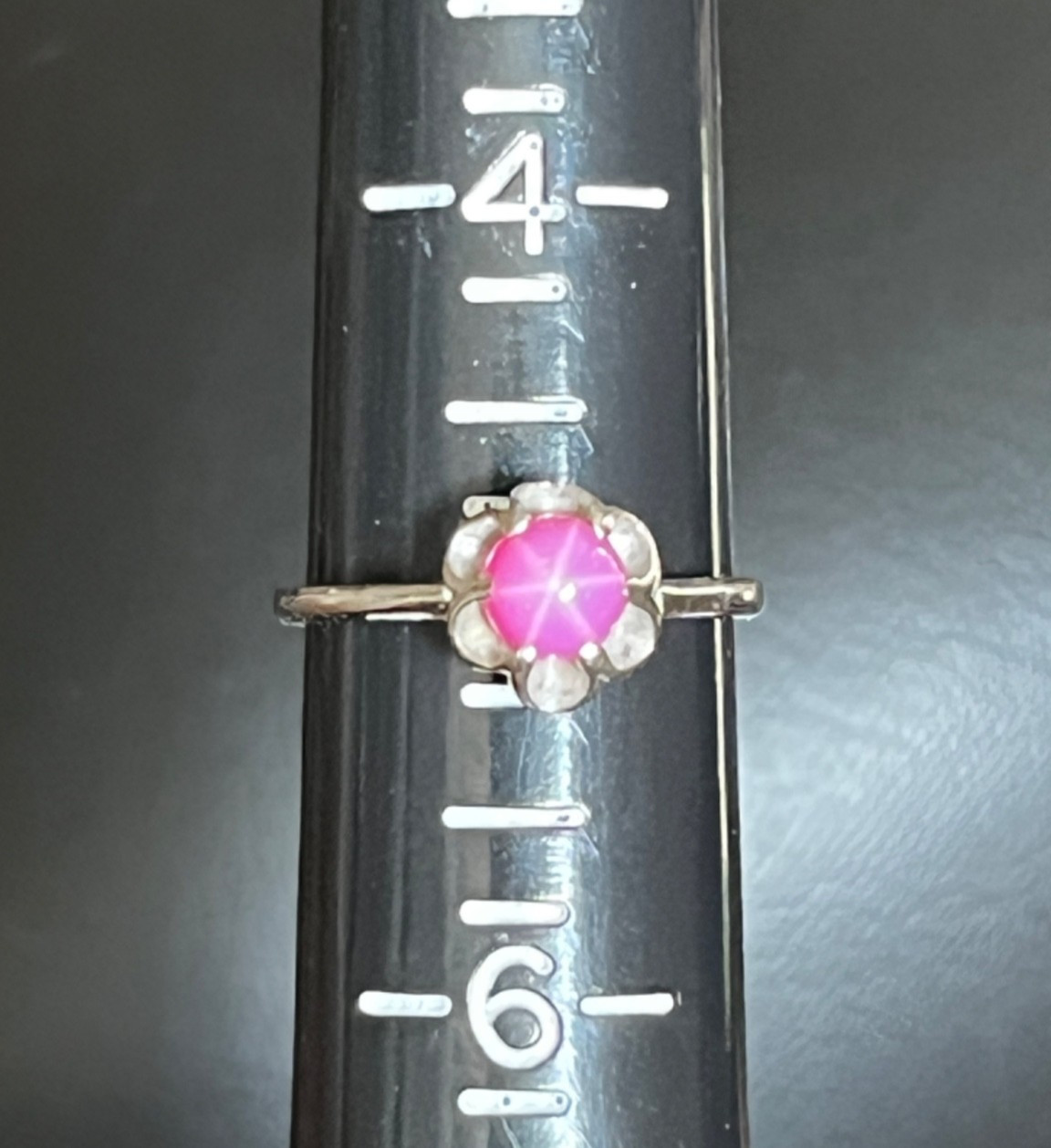 1960s Pink Star Sapphire Ring Belcher Buttercup 10K White Gold Size RAREnot blue