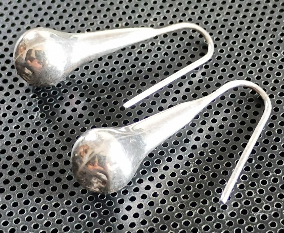 VINTAGE 925 Sterling Silver Dangle Earrings Tear Drop Hook Dangle Drop FILIGREE