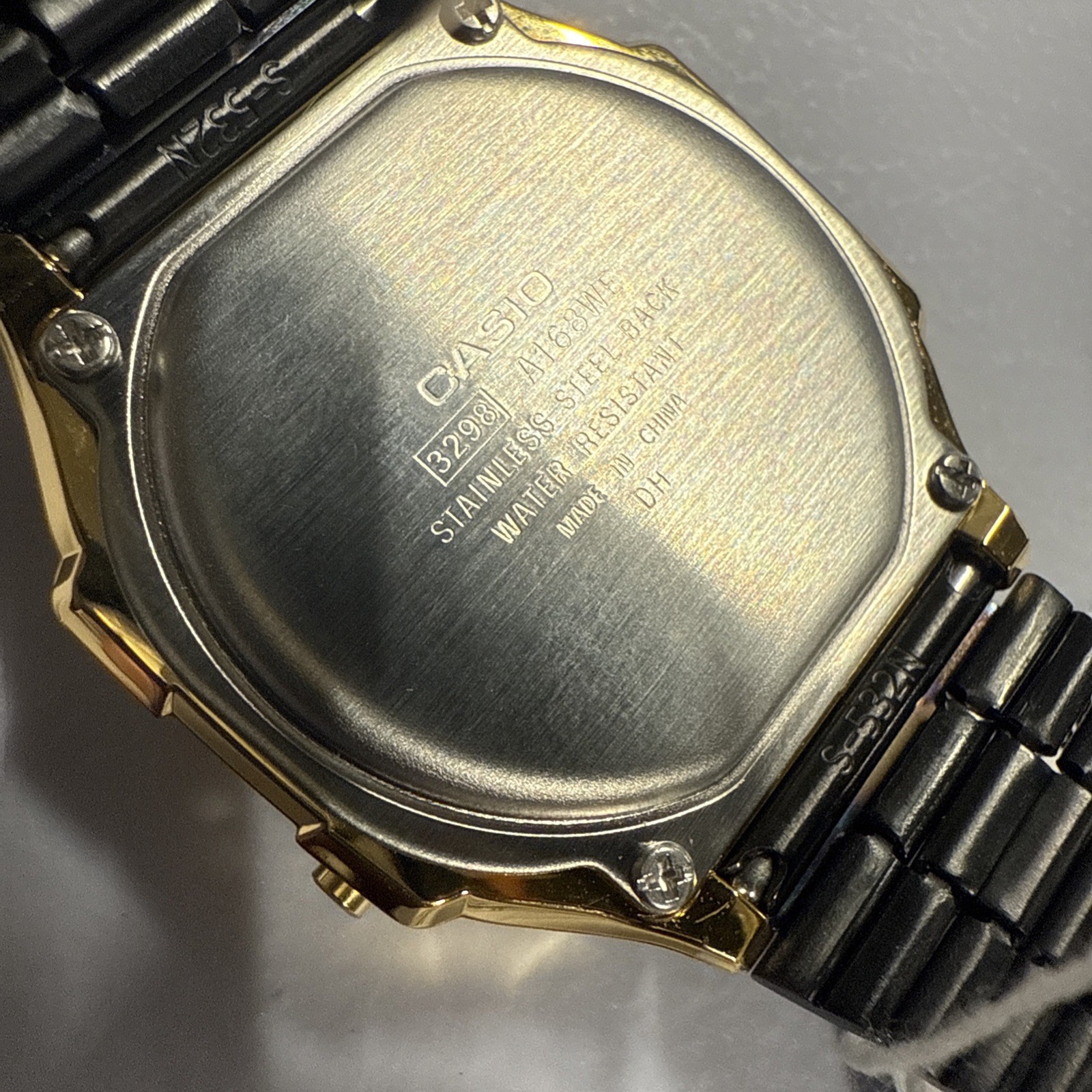 Used Casio A168WEGB-1B Unisex Retro Adults Watch, Black Stainless Steel Band