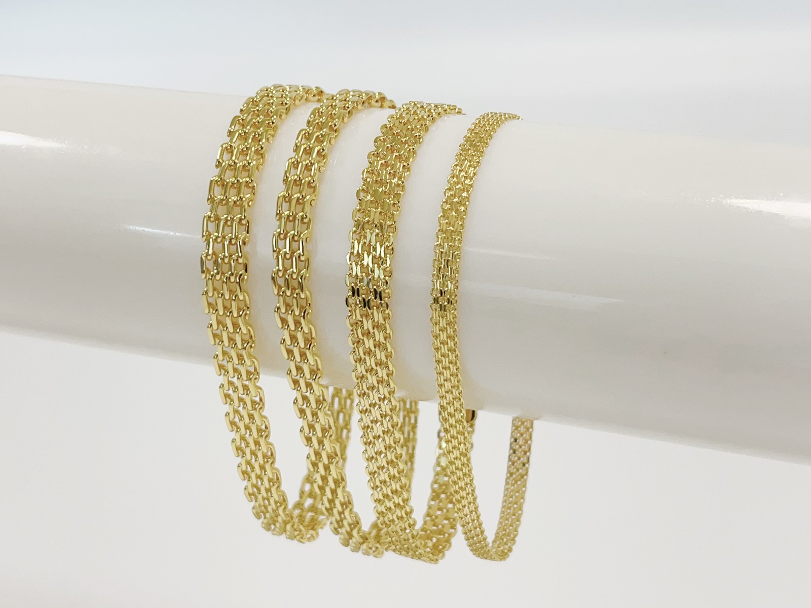 14k Yellow Gold 7″-8.5″ 8mm 6mm 4.7mm Bismark Link Chain Anklet Bracelet