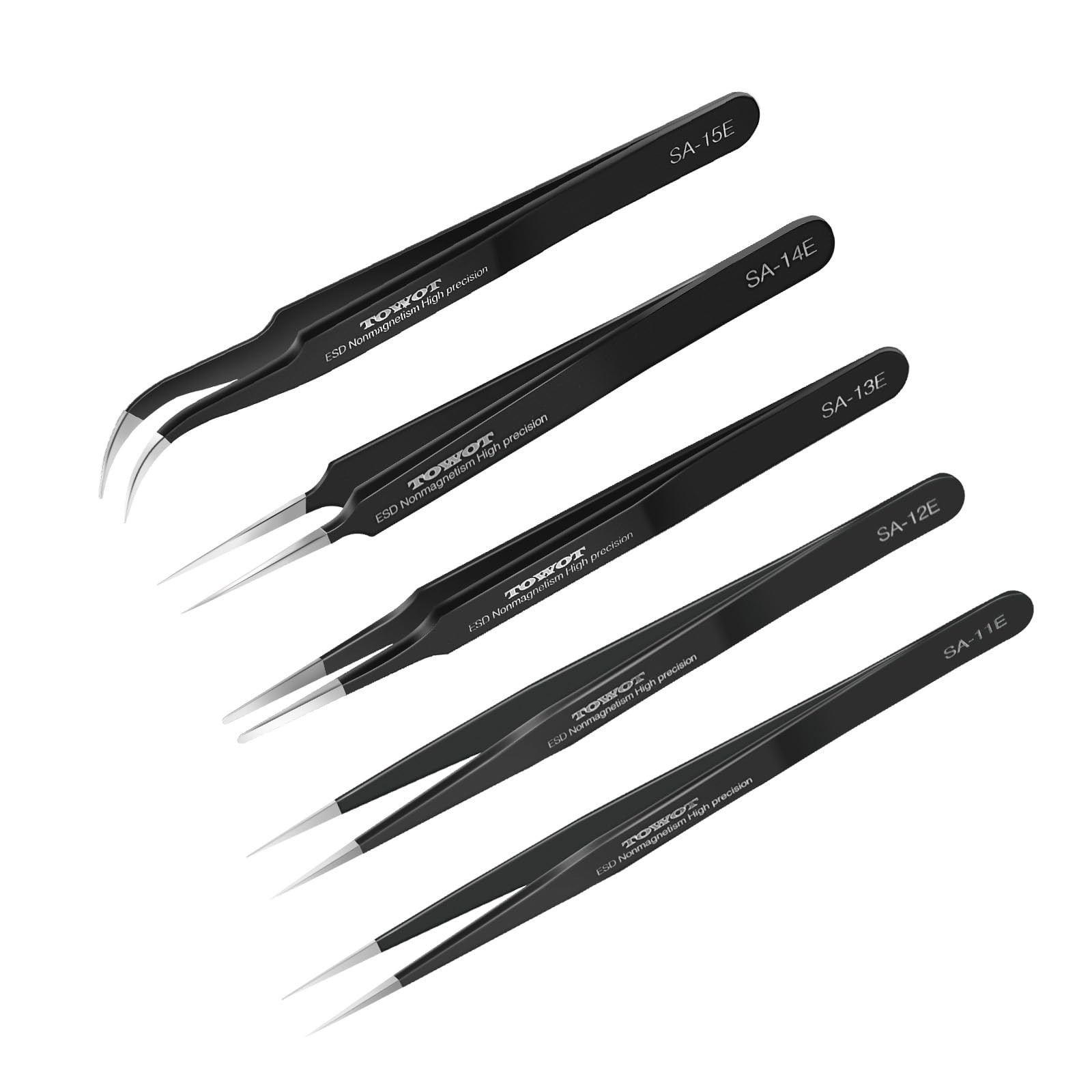 5 PCS Precision Tweezers Set – Anti-Static Stainless Steel for Craft, Electronic