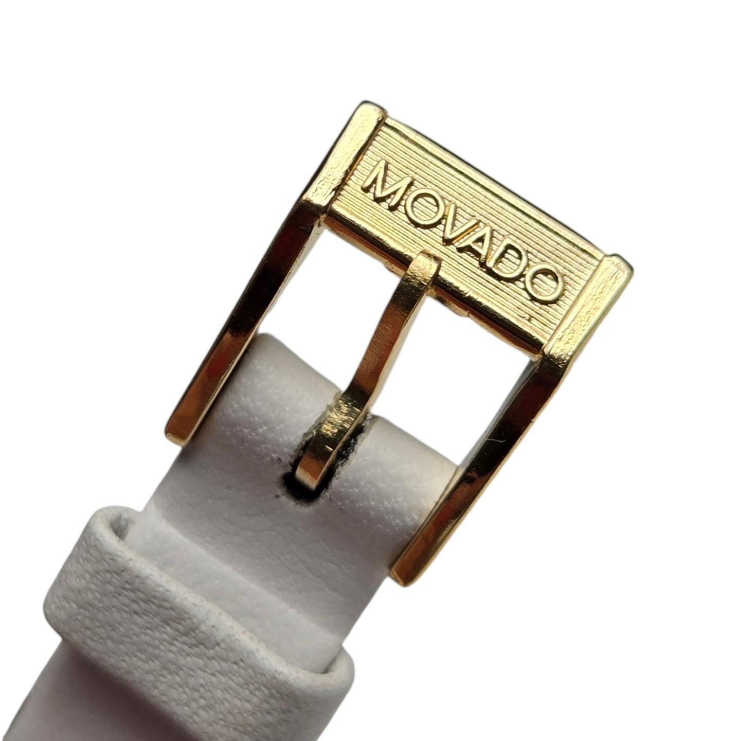NOS Vintage Original Movado Museum White Leather 12mm Watch Band Strap & Buckle