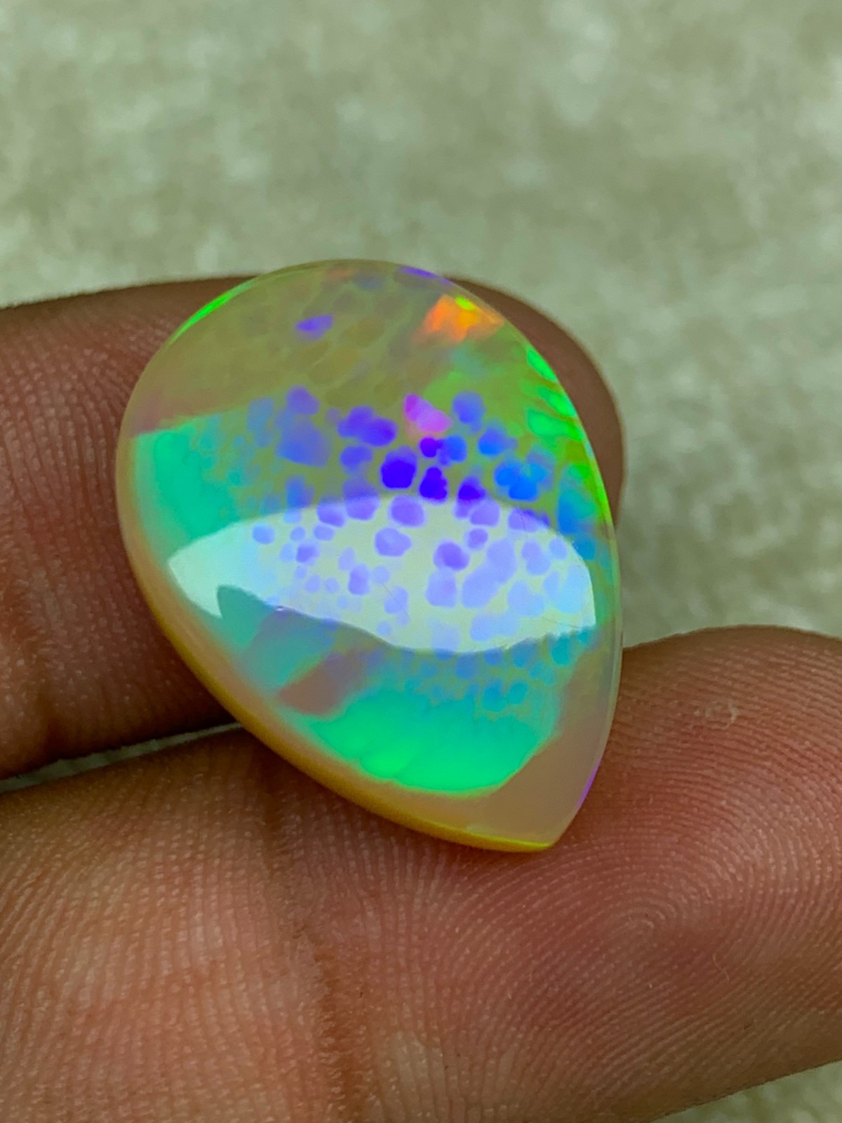 Natural Ethiopian Honeycomb Opal 13.80 Carat Pear Cabochon Collector Grade Gem