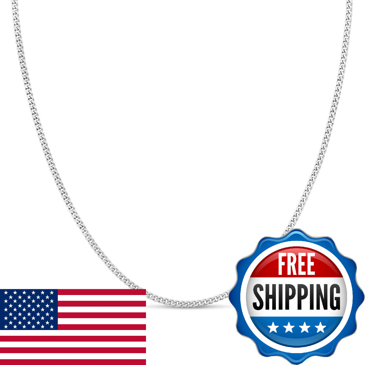 Kezef 2Mm 925 Chain Necklace Men – Necklace 18 Inch Curb Diamond