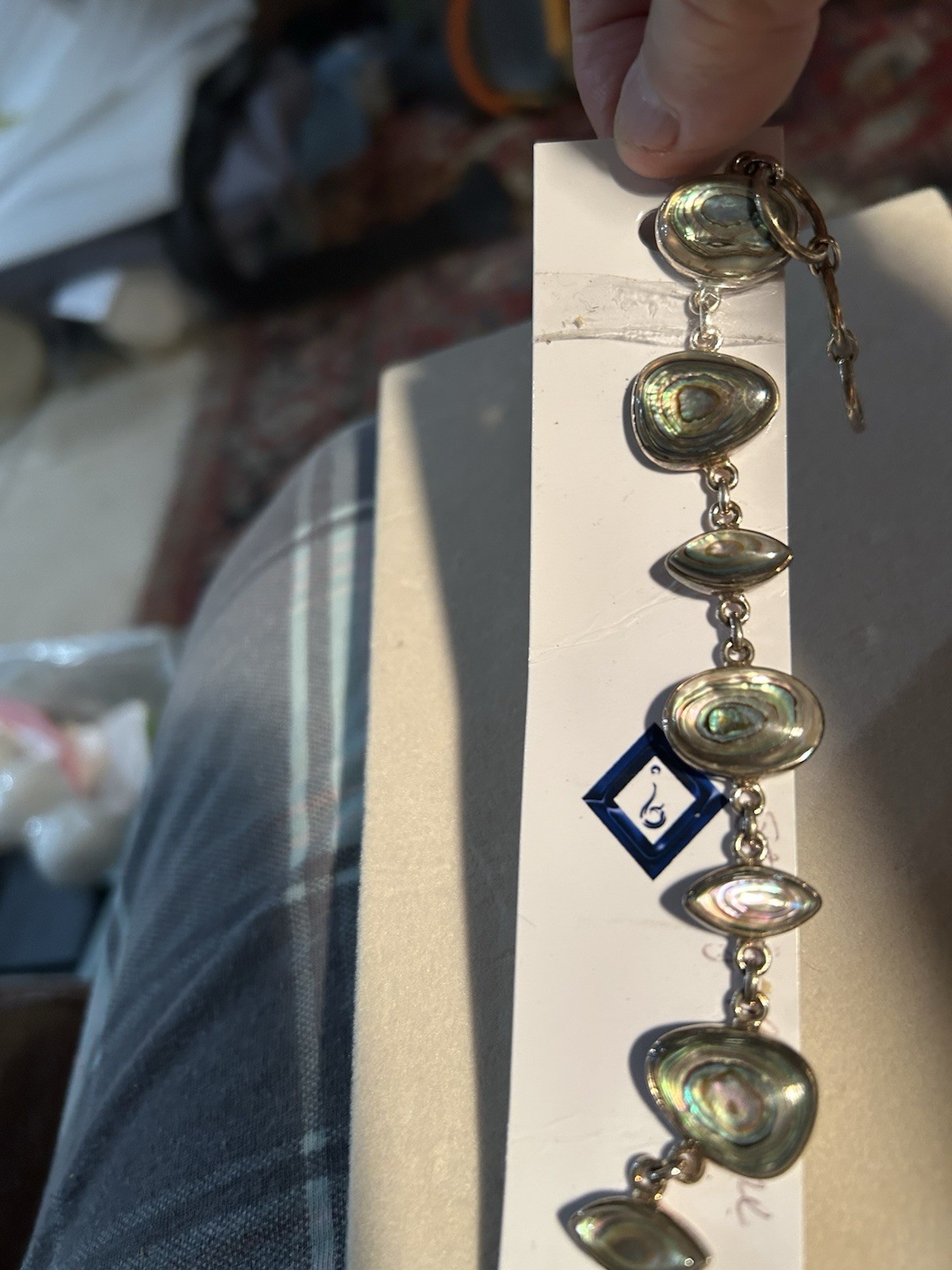 Abalone & Sterling Silver Bracelet handmade in Thailand Stunning!