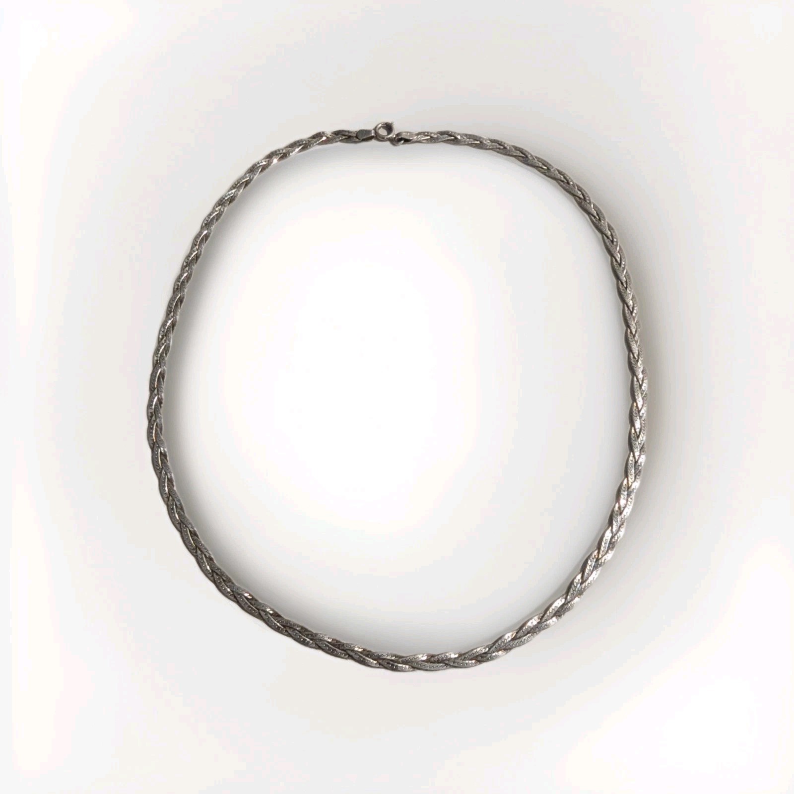 Italian Sterling Braided Herringbone Necklace 50 Cm / 20 Inch 925 Italy 9.8 g