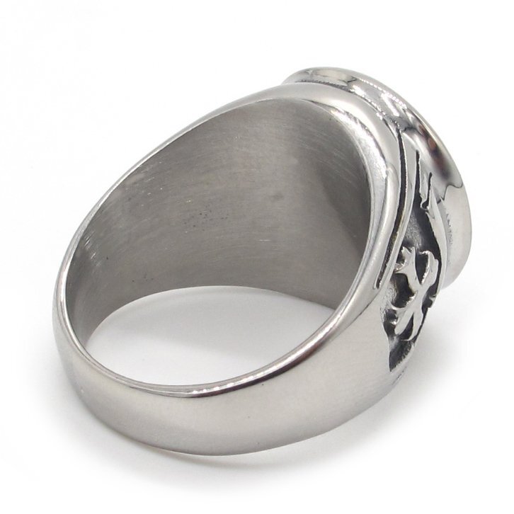 MENDEL Mens Catholic St Saint Benedict Cross Ring Stainless Steel Exorcism Medal