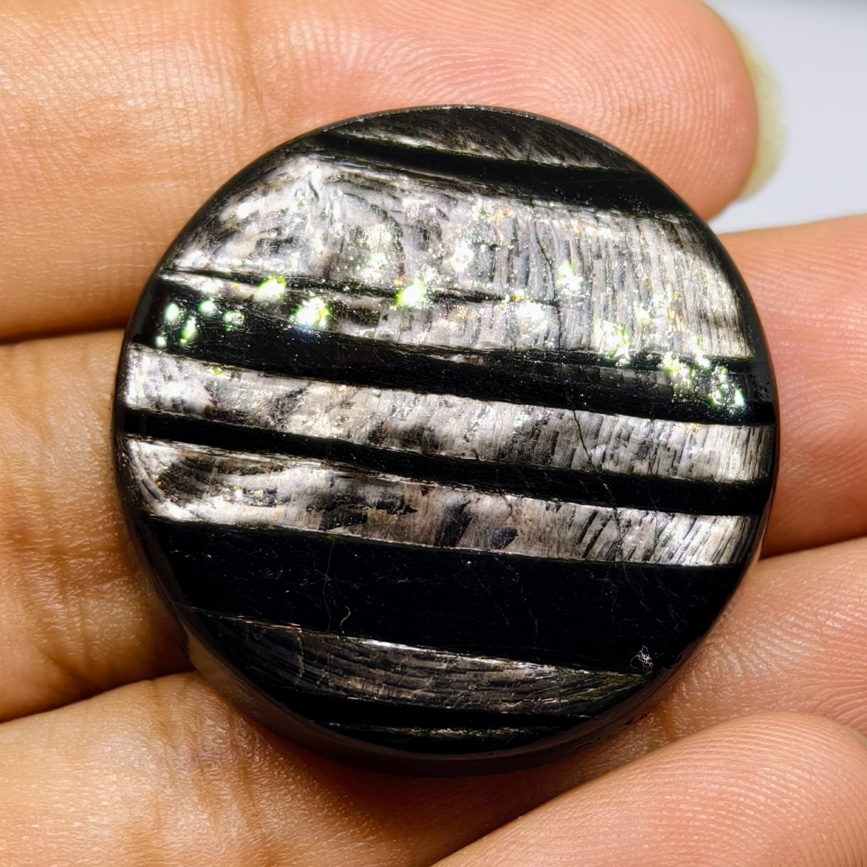 87 Cts Natural Hypersthene Cabochon Gemstone For Jewelry 31X31X7.7 MM