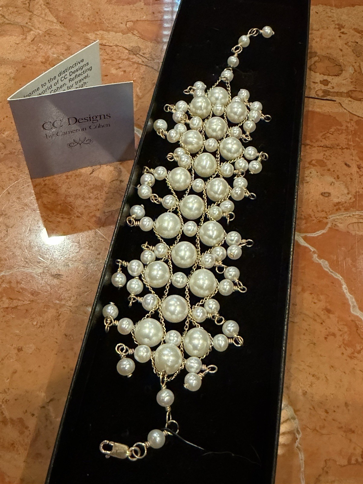 CAMERON COHEN CC DESIGNS FP 1/20 14K GF CHAIN PEARL LAYERED 18″ BRACELET NEW NIB