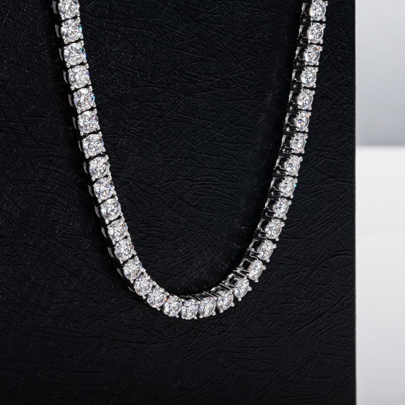 3MM REAL MOISSANITE Silver Tennis Chain Necklace – VVS D Color – Passes Tester