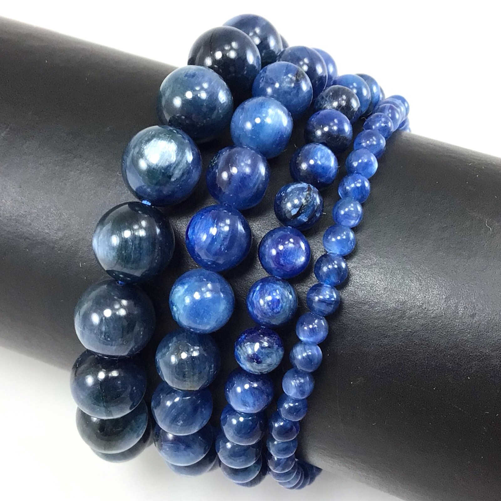 Grade AAA Natural Gemstone Blue Kyanite Bracelet Stretch Balance 7.5″ Customize
