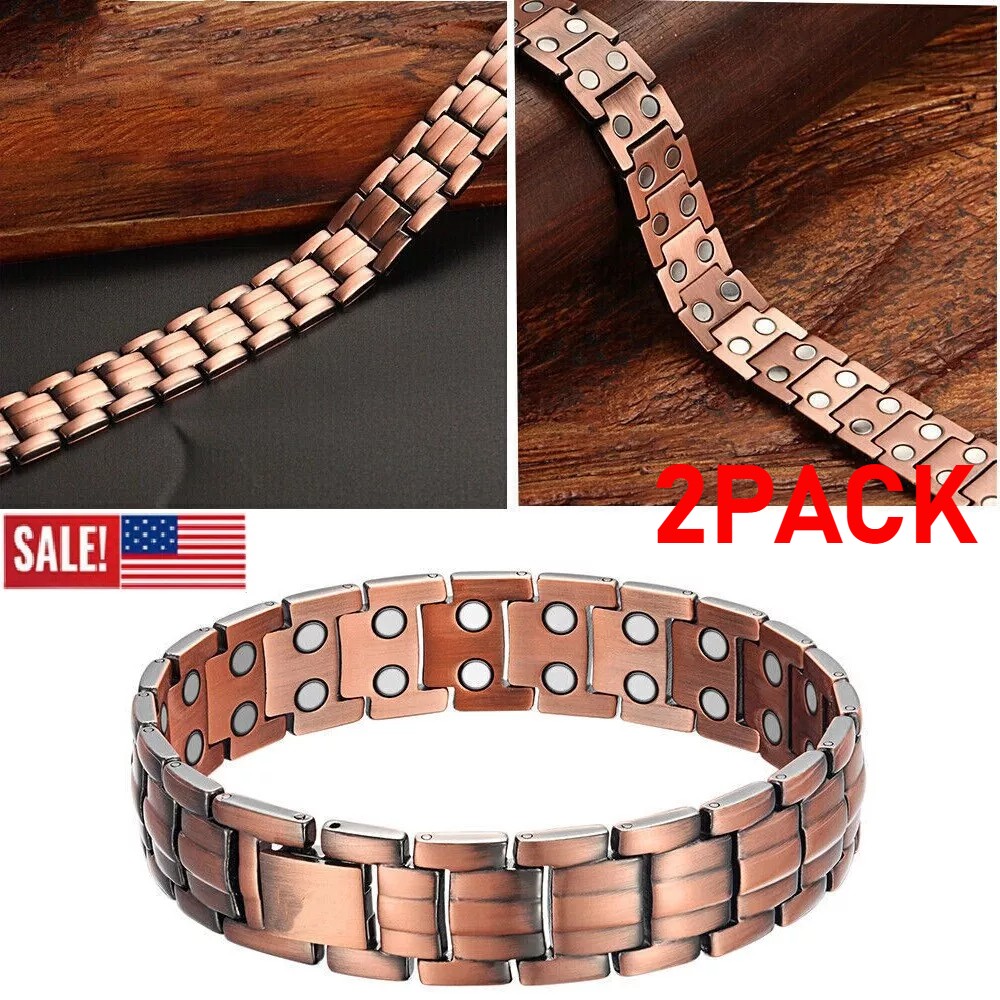 Copper Magnetic Bracelet Arthritis Pain Energy MEN WOMEN ADJUSTABLE CUFF NEW US