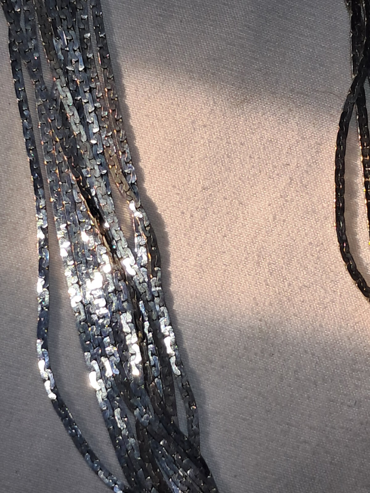 Silky Smooth Silver Tone Necklace 10 Strand Link Chains Expertly Crafted 18″