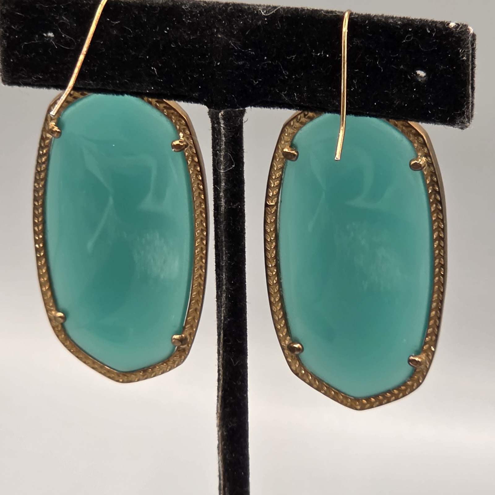 Kendra Scott Teal Green Glass Earrings Dangle Drop Unsigned READ