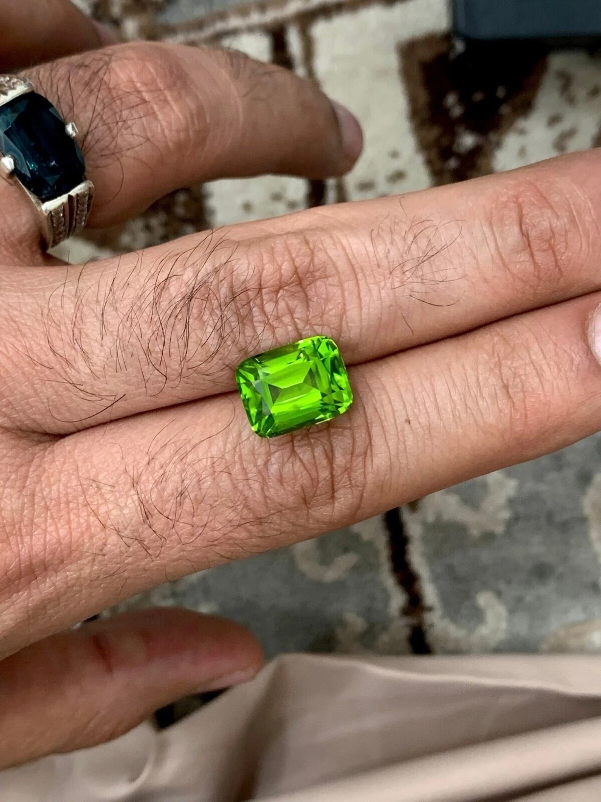 Natural 9.64 Ct Afghanistani Green Peridot Emerald Cut Certifed Loose Gemstone