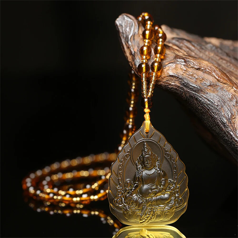 Charm Topaz Hand Carved Chinese God Lucky PendantNecklaces Jewelry Trendy Gift