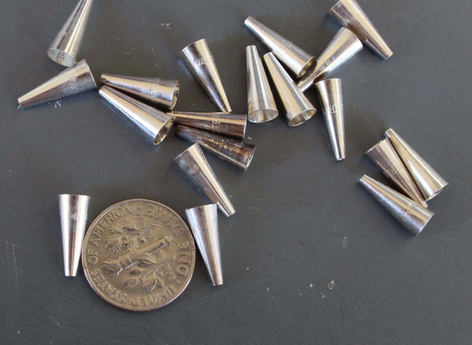 End Cones Bead Necklace ends Sterling Silver SMALLER 1/2″ x 5mm USA made