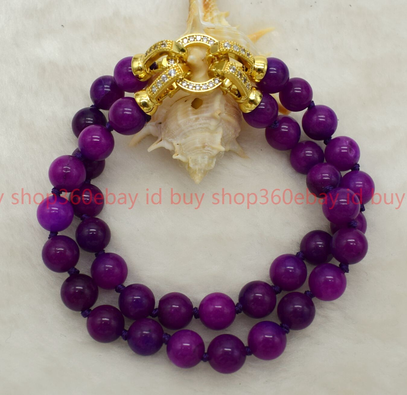 2 Row Beautiful Natural 8mm Purple Sugilite Round Gemstone Beaded Bracelet 7-9in