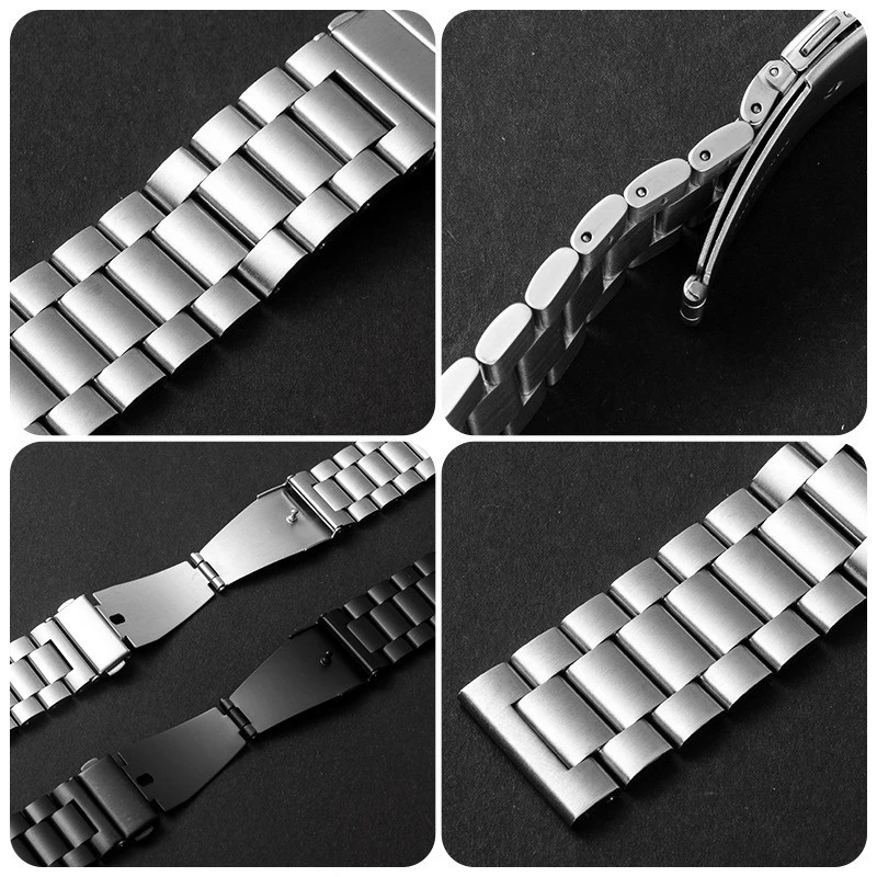 22mm Brush Metal Watch Band Solid Stainless Steel Bracelet Straps