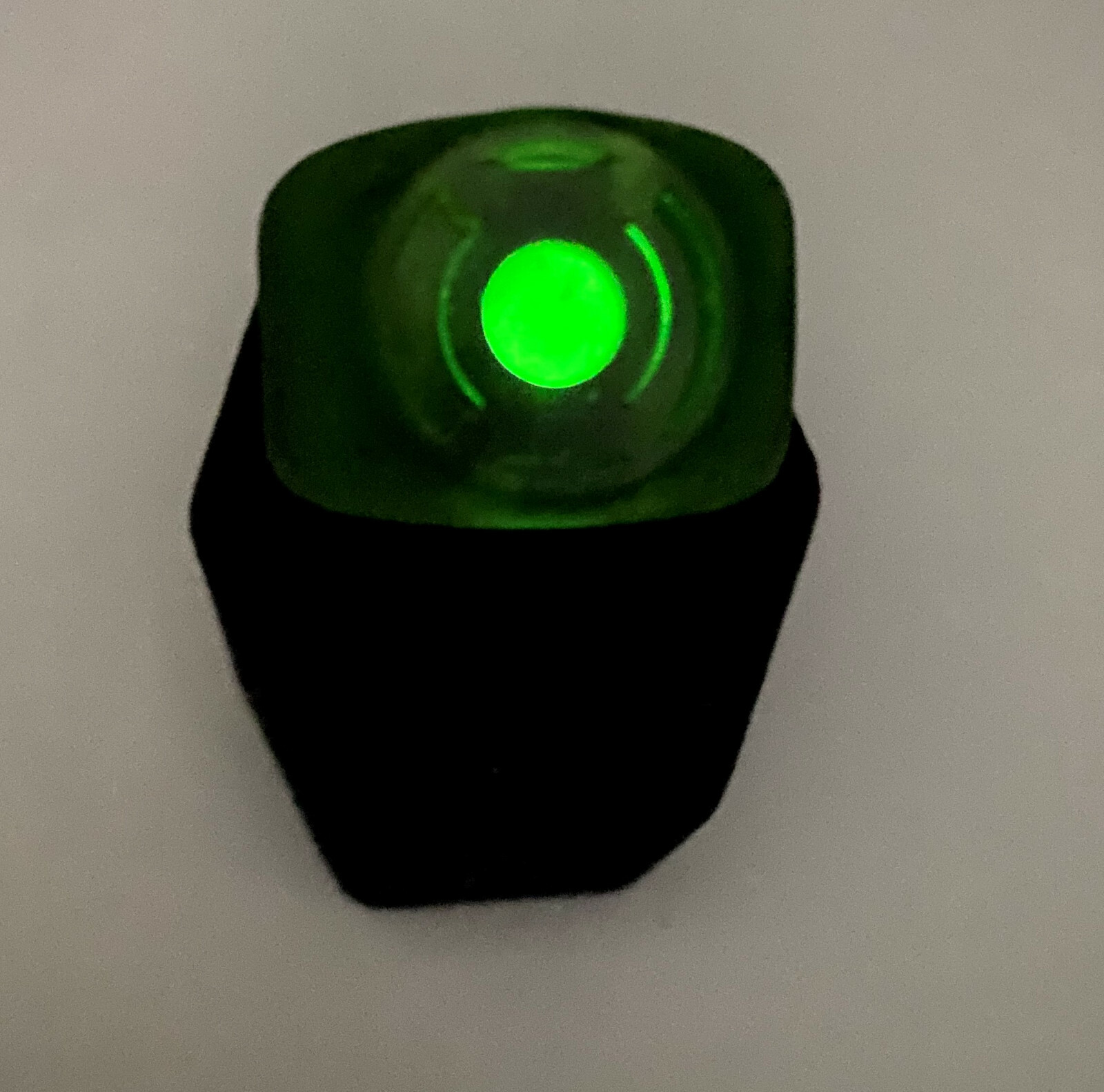 Green Lantern Band Ring with Glow-in-the-dark Stone, Resin, made in USA